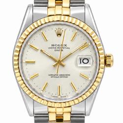 Rolex Date 34MM 15053 Two-Tone Silver Dial Watch